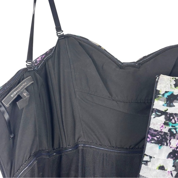 BCBGMAXAZRIA ERIKA SWEETHEART STRAPLESS TIERED FLORAL MESH MAXI GOWN DRESS - Picture 12 of 16
